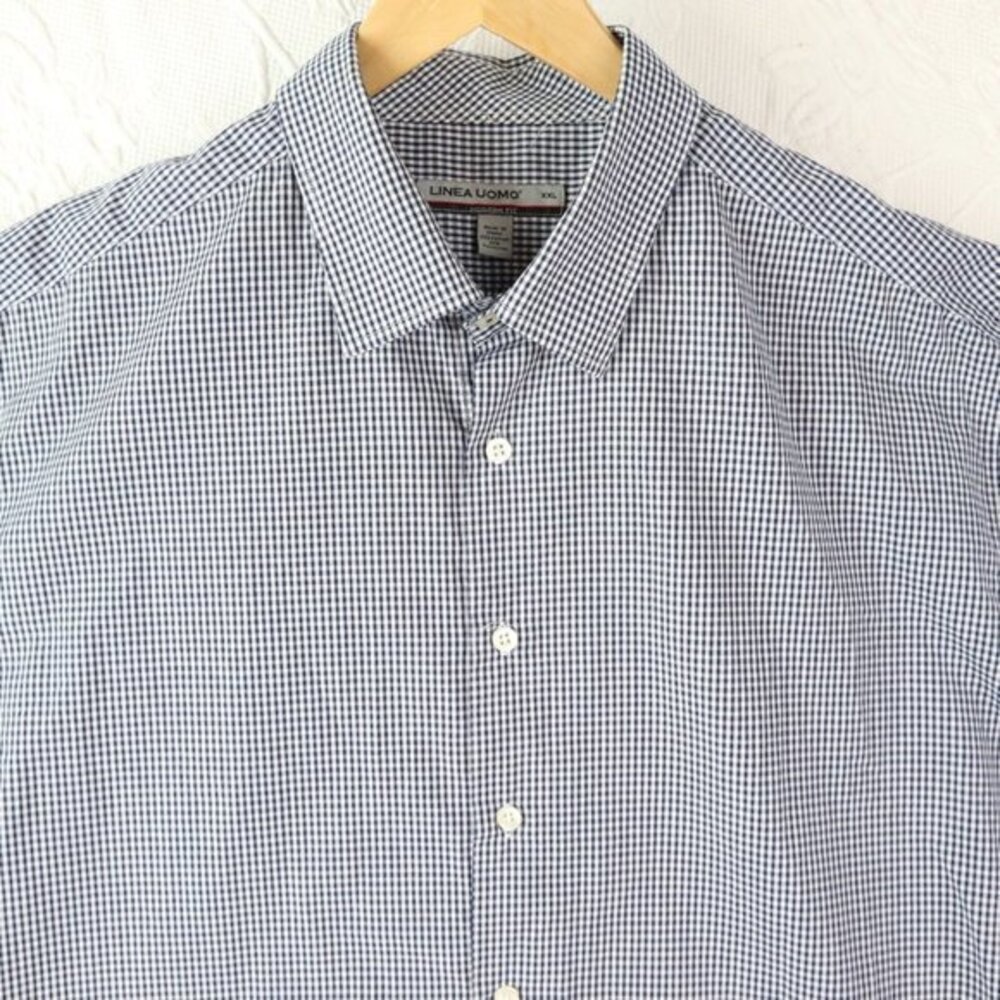 Mens Plaid Dress Shirt Linea Uomo XXL Modern Fit Button Down Long Sleeve 2x